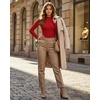image:imageMANGOPOP Womens Long Sleeve Thermal Fleece Bodysuit Mock Turtle Neck Body Suit Slim Warm Base Layer Tops Fall Outfits 2025Red