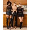 image:imageMANGOPOP Womens Mesh Top Long Sleeve See Through Mock Neck Blouse Sheer Sexy T Shirts Clubwear BodyconNude