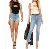 image:imageMANGOPOP Womens Mock Neck Cutout Front Bodysuit Long Sleeve Sleeveless Turtle Neck Body Suits Sexy Tops04 Beige Sleeveless