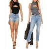 image:imageMANGOPOP Womens Mock Neck Cutout Front Bodysuit Long Sleeve Sleeveless Turtle Neck Body Suits Sexy Tops04 Dark Heather Grey Sleeveless