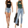image:imageMANGOPOP Womens Mock Neck Cutout Front Bodysuit Long Sleeve Sleeveless Turtle Neck Body Suits Sexy Tops04 Deep Green Sleeveless