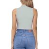 image:imageMANGOPOP Womens Mock Neck Cutout Front Bodysuit Long Sleeve Sleeveless Turtle Neck Body Suits Sexy Tops04 Elephant Grey Sleeveless