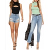 image:imageMANGOPOP Womens Mock Neck Cutout Front Bodysuit Long Sleeve Sleeveless Turtle Neck Body Suits Sexy Tops04 Fern Green Sleeveless