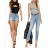 image:imageMANGOPOP Womens Mock Neck Cutout Front Bodysuit Long Sleeve Sleeveless Turtle Neck Body Suits Sexy Tops04 Light Heather Grey Sleeveless