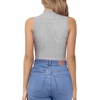 image:imageMANGOPOP Womens Mock Neck Cutout Front Bodysuit Long Sleeve Sleeveless Turtle Neck Body Suits Sexy Tops04 Light Heather Grey Sleeveless