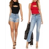 image:imageMANGOPOP Womens Mock Neck Cutout Front Bodysuit Long Sleeve Sleeveless Turtle Neck Body Suits Sexy Tops04 Red Sleeveless