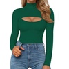 image:imageMANGOPOP Womens Mock Neck Cutout Front Bodysuit Long Sleeve Sleeveless Turtle Neck Body Suits Sexy TopsDeep Green Fleece Lined