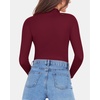 image:imageMANGOPOP Womens Mock Turtle Neck Fleece Lined Long Sleeve Thermal Underwear T Shirt Tops TeeBurgundy