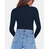 image:imageMANGOPOP Womens Mock Turtle Neck Fleece Lined Long Sleeve Thermal Underwear T Shirt Tops TeeDeep Blue