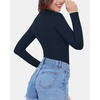 image:imageMANGOPOP Womens Mock Turtle Neck Fleece Lined Long Sleeve Thermal Underwear T Shirt Tops TeeDeep Blue