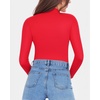 image:imageMANGOPOP Womens Mock Turtle Neck Fleece Lined Long Sleeve Thermal Underwear T Shirt Tops TeeRed