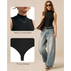 image:imageMANGOPOP Womens Mock Turtle Neck Long Sleeve Tops Bodysuit Jumpsuit01 Sleeveless Black