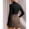 image:imageMANGOPOP Womens Mock Turtle Neck Long Sleeve Tops Bodysuit Jumpsuit02 Long Sleeve Black