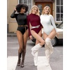 image:imageMANGOPOP Womens Mock Turtle Neck Long Sleeve Tops Bodysuit Jumpsuit02 Long Sleeve Black