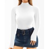 image:imageMANGOPOP Womens Mock Turtle Neck Long Sleeve Tops Bodysuit Jumpsuit02 Long Sleeve White Fleece Lined
