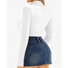image:imageMANGOPOP Womens Mock Turtle Neck Long Sleeve Tops Bodysuit Jumpsuit02 Long Sleeve White Fleece Lined