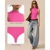 image:imageMANGOPOP Womens Mock Turtle Neck Long Sleeve Tops Bodysuit Jumpsuit03 Sleeveless Barbie Pink