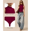 image:imageMANGOPOP Womens Mock Turtle Neck Long Sleeve Tops Bodysuit Jumpsuit03 Sleeveless Burgundy