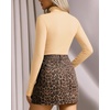 image:imageMANGOPOP Womens Mock Turtle Neck Long Sleeve Tops Bodysuit Jumpsuit04 Long Sleeve Beige