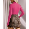 image:imageMANGOPOP Womens Mock Turtle Neck Long Sleeve Tops Bodysuit Jumpsuit04 Long Sleeve Blush
