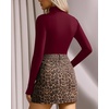 image:imageMANGOPOP Womens Mock Turtle Neck Long Sleeve Tops Bodysuit Jumpsuit04 Long Sleeve Burgundy