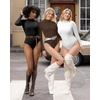 image:imageMANGOPOP Womens Mock Turtle Neck Long Sleeve Tops Bodysuit Jumpsuit04 Long Sleeve Coffee