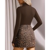image:imageMANGOPOP Womens Mock Turtle Neck Long Sleeve Tops Bodysuit Jumpsuit04 Long Sleeve Coffee