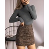 image:imageMANGOPOP Womens Mock Turtle Neck Long Sleeve Tops Bodysuit Jumpsuit04 Long Sleeve Dark Heather Grey