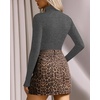 image:imageMANGOPOP Womens Mock Turtle Neck Long Sleeve Tops Bodysuit Jumpsuit04 Long Sleeve Dark Heather Grey