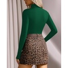 image:imageMANGOPOP Womens Mock Turtle Neck Long Sleeve Tops Bodysuit Jumpsuit04 Long Sleeve Deep Green