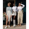 image:imageMANGOPOP Womens Mock Turtle Neck Long Sleeve Tops Bodysuit Jumpsuit04 Long Sleeve Elephant Grey