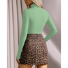 image:imageMANGOPOP Womens Mock Turtle Neck Long Sleeve Tops Bodysuit Jumpsuit04 Long Sleeve Fern Green