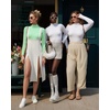 image:imageMANGOPOP Womens Mock Turtle Neck Long Sleeve Tops Bodysuit Jumpsuit04 Long Sleeve Fern Green