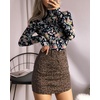 image:imageMANGOPOP Womens Mock Turtle Neck Long Sleeve Tops Bodysuit Jumpsuit04 Long Sleeve Flowers