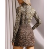 image:imageMANGOPOP Womens Mock Turtle Neck Long Sleeve Tops Bodysuit Jumpsuit04 Long Sleeve Leopard
