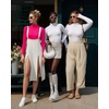 image:imageMANGOPOP Womens Mock Turtle Neck Long Sleeve Tops Bodysuit Jumpsuit04 Long Sleeve Rose Pink