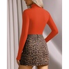 image:imageMANGOPOP Womens Mock Turtle Neck Long Sleeve Tops Bodysuit Jumpsuit04 Long Sleeve Sorrel
