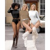 image:imageMANGOPOP Womens Mock Turtle Neck Long Sleeve Tops Bodysuit Jumpsuit04 Long Sleeve Tan