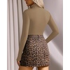 image:imageMANGOPOP Womens Mock Turtle Neck Long Sleeve Tops Bodysuit Jumpsuit04 Long Sleeve Tan