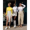 image:imageMANGOPOP Womens Mock Turtle Neck Long Sleeve Tops Bodysuit Jumpsuit04 Long Sleeve Yellow