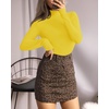 image:imageMANGOPOP Womens Mock Turtle Neck Long Sleeve Tops Bodysuit Jumpsuit04 Long Sleeve Yellow