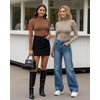 image:imageMANGOPOP Womens Mock Turtle Neck Long Sleeve Tops Bodysuit Jumpsuit04 Sparkly Grey