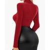 image:imageMANGOPOP Womens Mock Turtle Neck Long Sleeve Tops Bodysuit Jumpsuit04 Sparkly Red