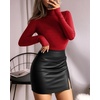 image:imageMANGOPOP Womens Mock Turtle Neck Long Sleeve Tops Bodysuit Jumpsuit04 Sparkly Red