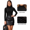 image:imageMANGOPOP Womens Mock Turtle Neck Long Sleeve Tops Bodysuit Jumpsuit04 Sparkly Zebra Print Black