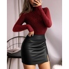 image:imageMANGOPOP Womens Mock Turtle Neck Long Sleeve Tops Bodysuit Jumpsuit04 Sparkly Zebra Print Burgundy