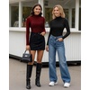 image:imageMANGOPOP Womens Mock Turtle Neck Long Sleeve Tops Bodysuit Jumpsuit04 Sparkly Zebra Print Burgundy