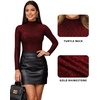 image:imageMANGOPOP Womens Mock Turtle Neck Long Sleeve Tops Bodysuit Jumpsuit04 Sparkly Zebra Print Burgundy