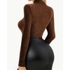 image:imageMANGOPOP Womens Mock Turtle Neck Long Sleeve Tops Bodysuit Jumpsuit04 Sparkly Zebra Print Coffee