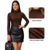 image:imageMANGOPOP Womens Mock Turtle Neck Long Sleeve Tops Bodysuit Jumpsuit04 Sparkly Zebra Print Coffee